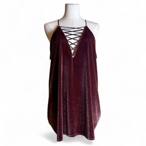 Express Velvet Crisscross Plunge Top – Size L
